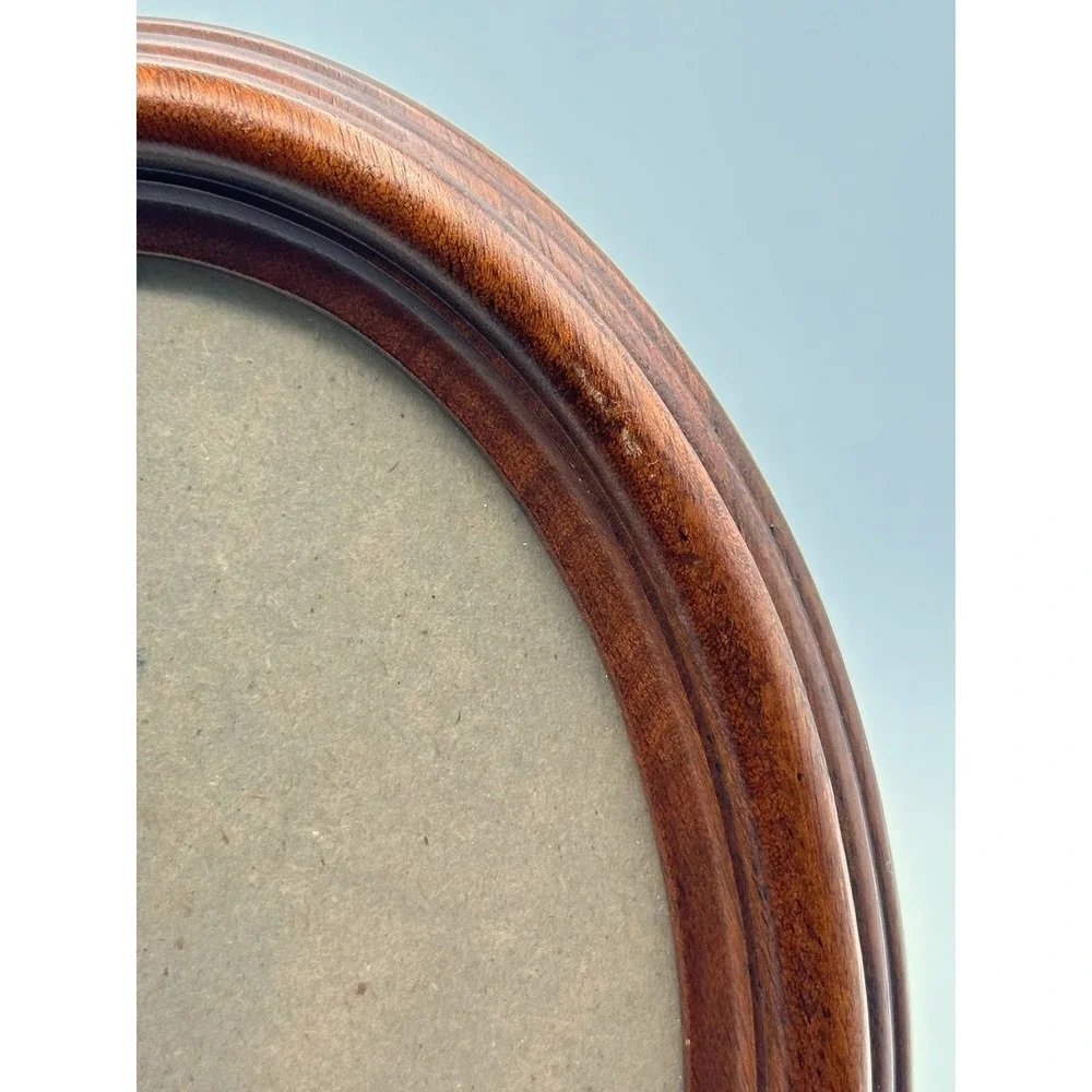 Vintage 8x6 Oval Wooden Picture Frame Brown Mahogany Tone Tabletop Wall Decor